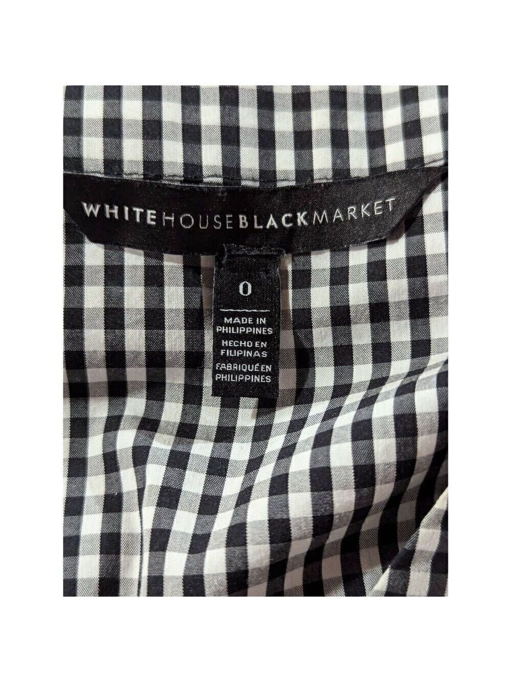 White House Black Market Women's Black & White Gingham Check Long Sleeve Shirt S - Picture 2 of 8
